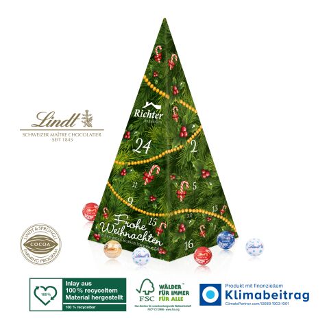 Adventskalender Lindt &quot;Weihnachtspyramide&quot;, Klimaneutral, FSC®-zertifiziert 4C Digital-/Offsetdruck