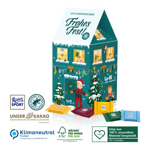 Adventskalender-Haus XL Ritter SPORT, Klimaneutral, FSC® 4C Digital-/Offsetdruck | Recycling-Material