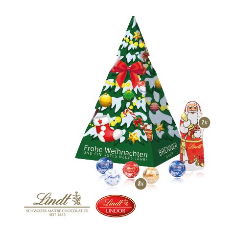 Präsent &quot;Weihnachtsbaum&quot; Mit Lindt Minis Und Nikolaus