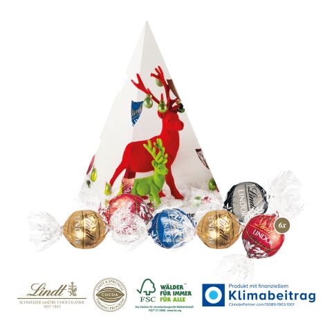 Präsent „Weihnachtsbaum“ mit Lindor Pralines bunt | 4C Digital-/Offsetdruck