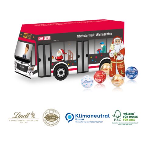 3D Präsent Bus mit Ritter SPORT Schokolade, Klimaneutral, FSC® ohne Werbeanbringung | Lindt Mini´s