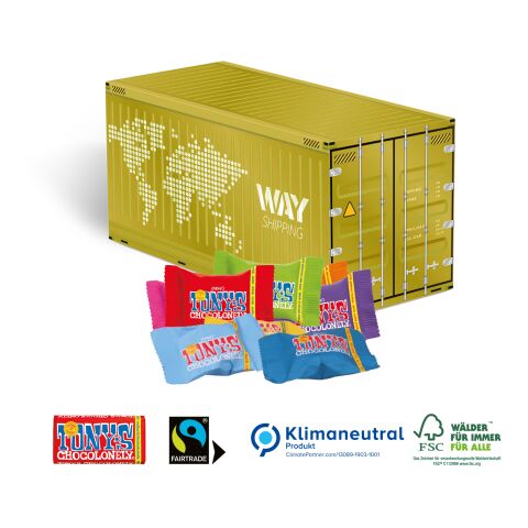 3D Präsent Container mit Lindt Minis, Klimaneutral, FSC® 4C Digital-/Offsetdruck | Tony‘s (bunt gemischt)