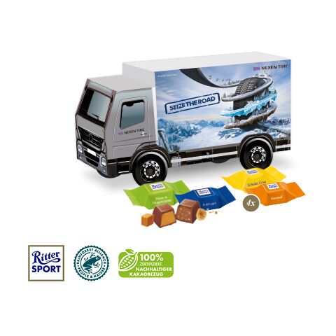 3D Präsent &quot;Lkw&quot; bunt | ohne Werbeanbringung | Ritter SPORT Schokowürfel