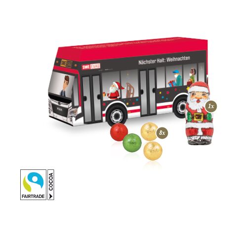 3D Präsent "Bus" bunt | ohne Werbeanbringung | Fairtrade® Schokolade
