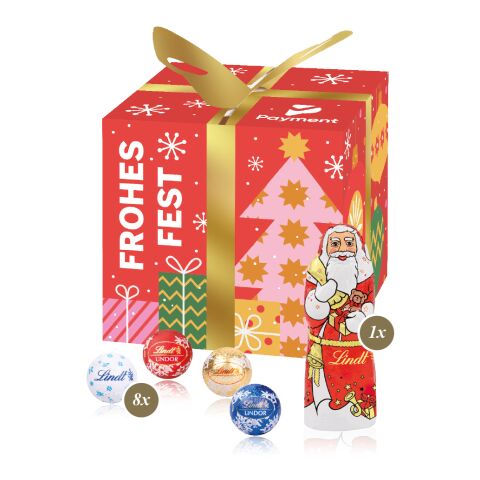 Präsent "Feine Bescherung" mit Lindt Minis und Nikolaus bunt | ohne Werbeanbringung