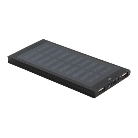 CLERK. 8&#039;000 mAh Powerbank mit Solarpanel aus 100% recyceltem Aluminium Schwarz | ohne Werbeanbringung