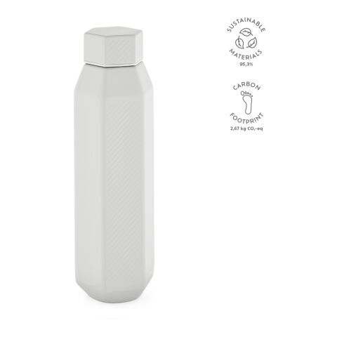 Hexagul Trinkflasche recy. Edelstahl 530 ml  Weiß | ohne Werbeanbringung