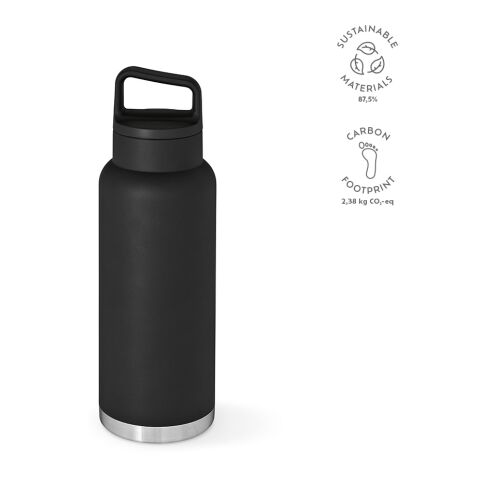 Zambezi 1000 Trinkflasche recy. Edelstahl 1160 ml  Schwarz | ohne Werbeanbringung