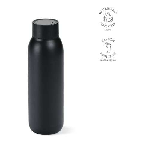 La Plata Trinkflasche recy. Edelstahl 650 ml  Schwarz | ohne Werbeanbringung
