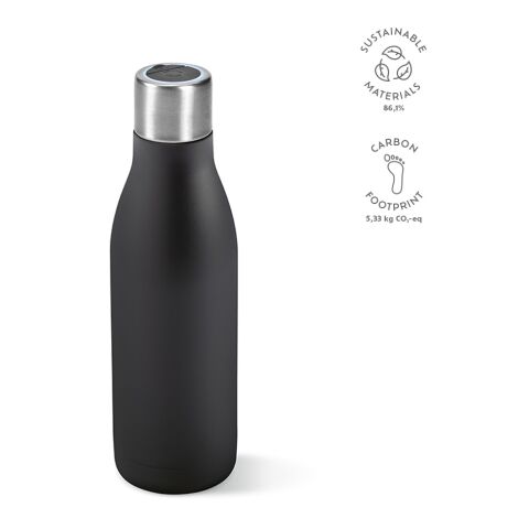 Parana Trinkflasche recy. Edelstahl 550 ml  Schwarz | ohne Werbeanbringung