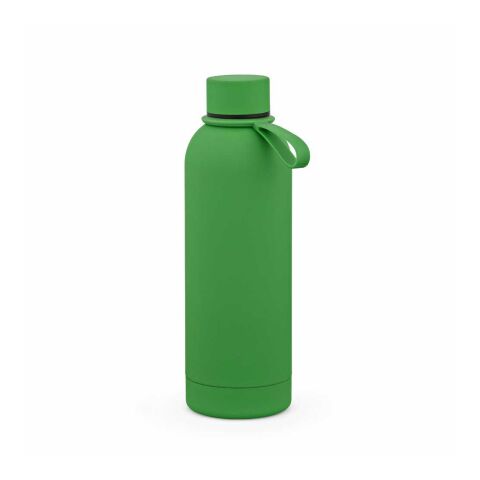 Hudson Trinkflasche 540ml aus recy. Edelstahl. Doppelwandig, gummierter Oberfläche Grün