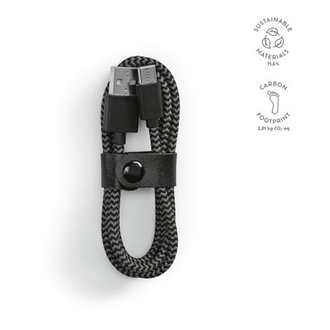 Leibniz Ladekabel rPET 1m Schwarz | ohne Werbeanbringung