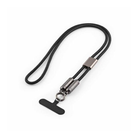 Marconi 2-in-1 Kabel &amp; Handykette, recy. PET, USB-C auf USB-C, 60 W Schwarz