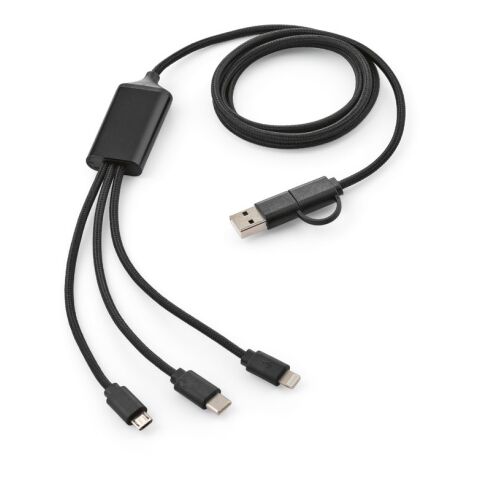 Turing 5-in-1 Ladekabel aus recy. PVC, 1,2m, 10W Schwarz