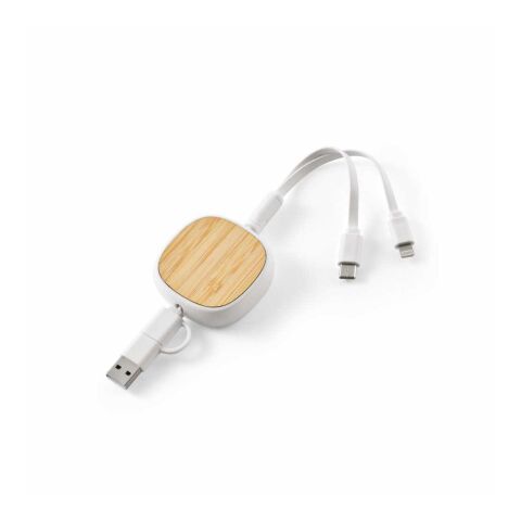 Bohr 3-in-1 Ladekabel aus recy. ABS, 1 m, einziehbar, 10 W