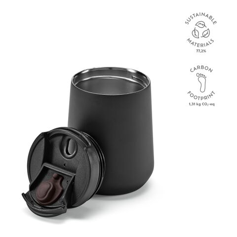 Euphrates Reisebecher recy. Edelstahl 430 ml  Schwarz | ohne Werbeanbringung