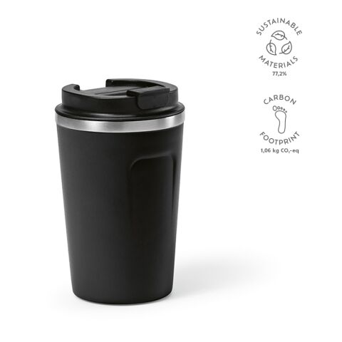 Limpopo Reisebecher recy. Edelstahl 490 ml  Schwarz | ohne Werbeanbringung