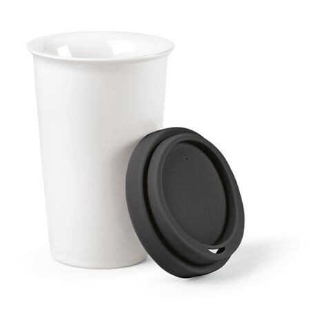 Tagus Reisebecher aus Keramik, 330 ml. Doppelwandig mit farbigem Deckel