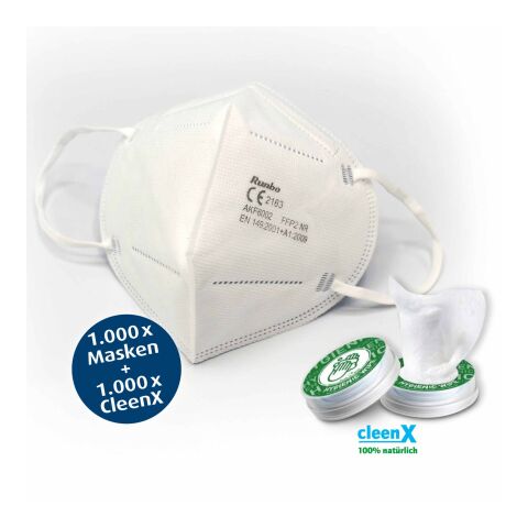 DAY-CARE-SET - FFP2 Masken &amp; CleenX Desinfektionstücher (1000er Pack) ohne Werbeanbringung