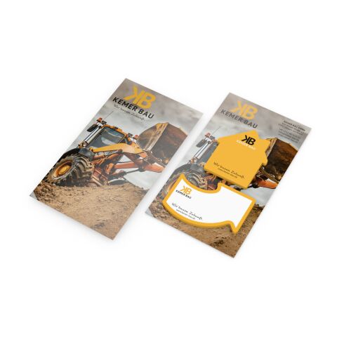 Haftnotiz-Karte Note-Card Form 2 Haftnotizblöcke formgestanzt Trägerkarte 110 × 200 mm | ohne Werbeanbringung | ohne Werbeanbringung | ohne Werbeanbringung | Haus – Pfeil