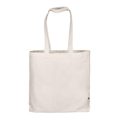 Canvas-Tasche mit Bodenfalte 38x42 lange Henkel beige | 1-farbiger Druck | ohne Werbeanbringung