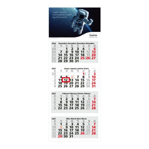 4-Monatskalender Mehrblock Forum Light 4 Werbung am Kopf