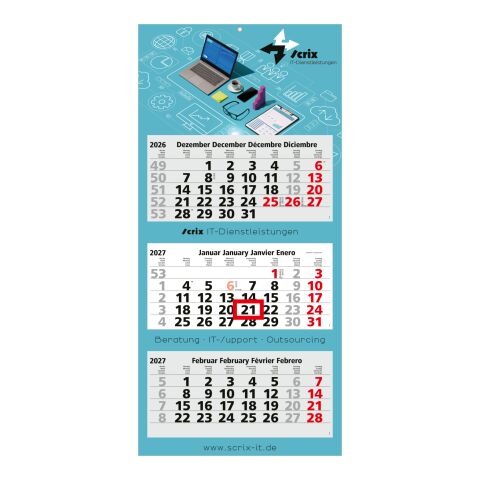 3-Monatskalender Mehrblock Maxi Light 3 mehrsprachig