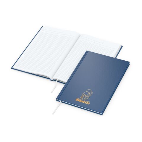 Notizbuch Memo-Book Umfang klein Hardcover matt-farbig Dunkelblau | DIN A5 | ohne Werbeanbringung | Winkelkaro