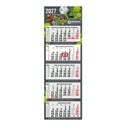 5-Monatskalender Mehrblock Penta Light 5 Werbung auf Rückwand