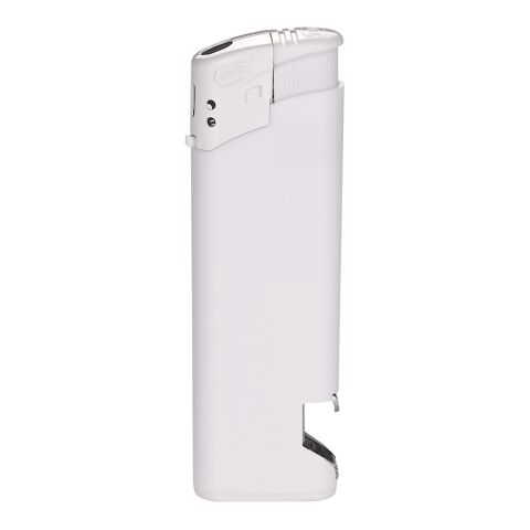 Elektronik-Feuerzeug mit Flaschenöffner EB-15 weiß | 1-farbiger Druck einseitig