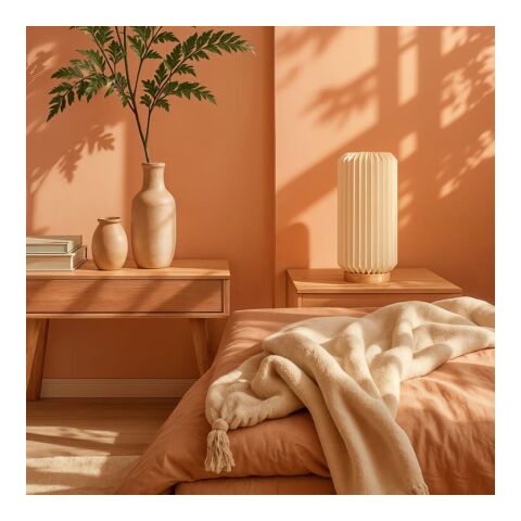 Coollux faltbare Papier-LED-Lampe Aurora Tall auf Holzsockel, 32cm