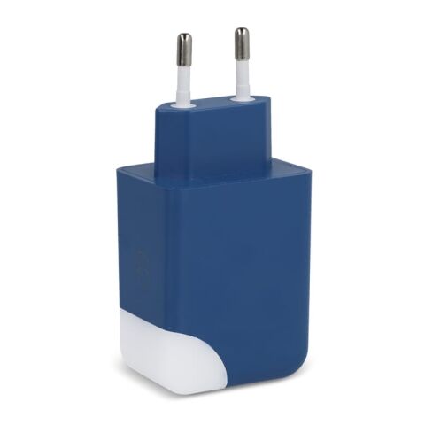 Werbeartikel Xoopar Ice-G 65W GaN Netzadapter – blau weiß – mit Logo bedruckt