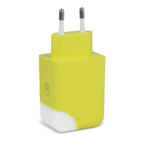 Werbeartikel Xoopar Ice-G 65W GaN Netzadapter – gelb – mit Logo bedruckt