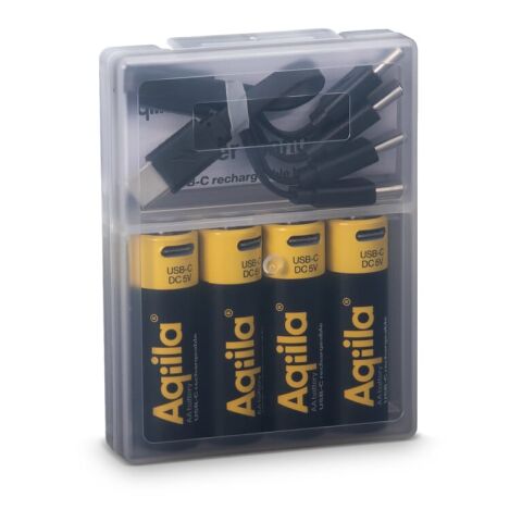 Aqiila wiederaufladbare USB-C-Batterien AA 2000 mAh, 4er-Pack schwarz | ohne Werbeanbringung | Nicht verfügbar | Nicht verfügbar
