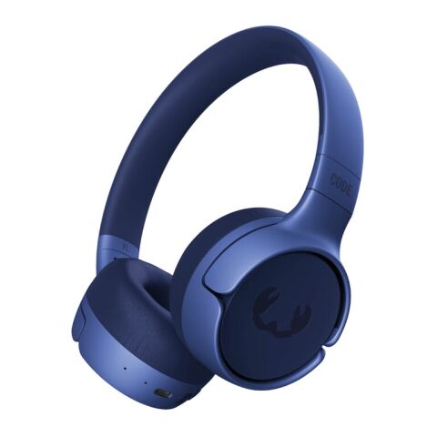 Werbeartikel 3HP1100 Code Fuse-Wireless on-ear headphone – blau weiß – mit Logo bedruckt