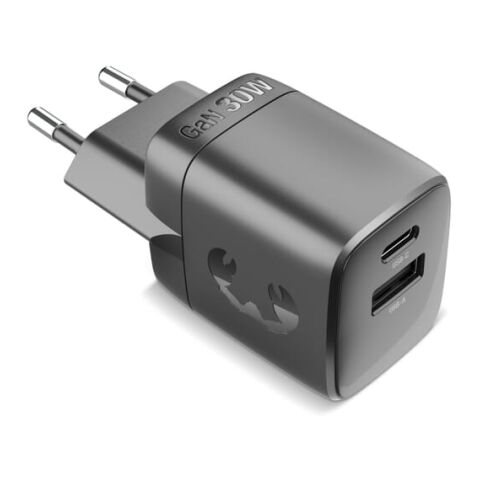 Fresh 'n Rebel 30W Schnellladegerät GaN USB-C &amp; USB-A Dunkelgrau | ohne Werbeanbringung