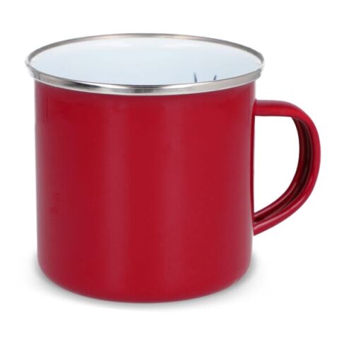 Emaille Becher 350ml Rot Weiß