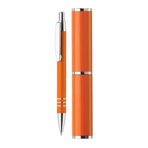 allbranded Werbeartikel Kugelschreiber in Köcher – Orange – mit Logo