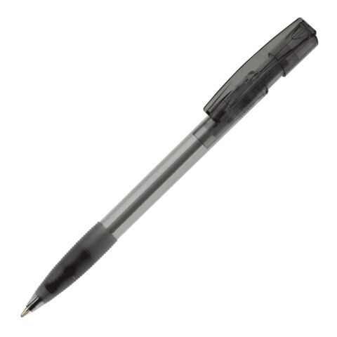 Kugelschreiber Nash Transparent mit Gummigriff Schwarz-Schwarz | 1-farbiger Siebdruck | 90° vom Clip | 33 mm x 25 mm | Nicht verfügbar