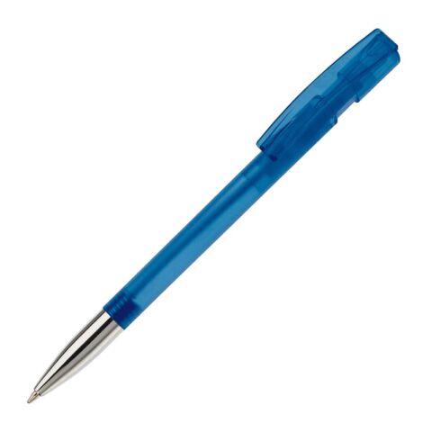 Kugelschreiber Nash Transparent mit Metallspitze Blau Weiss-Blau Weiss | 1-farbiger Tampondruck | Clip | 30 mm x 5 mm | Nicht verfügbar