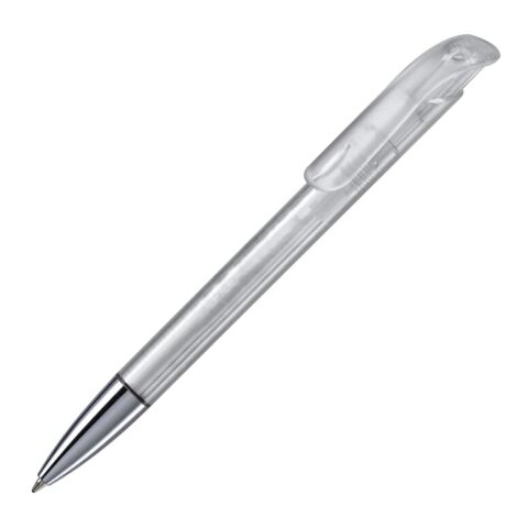 Kugelschreiber Atlas Transparent mit Metallspitze  Weiss-Weiss | 1-farbiger Siebdruck | 270° vom Clip | 50 mm x 25 mm | Nicht verfügbar