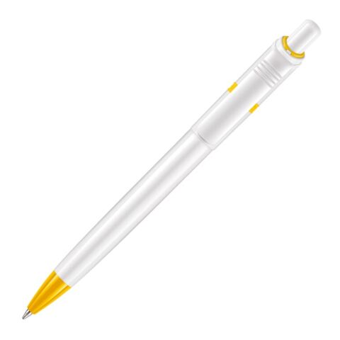 Kugelschreiber Ducal hardcolour Weiss-Gelb | 1-farbiger Siebdruck | 270° vom Clip | 40 mm x 25 mm | Nicht verfügbar