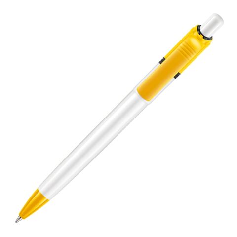 Kugelschreiber Ducal Colour hardcolour Weiss-Gelb | 1-farbiger Siebdruck | 180° vom Clip | 40 mm x 25 mm | Nicht verfügbar