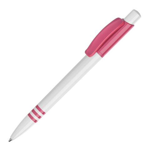 Kugelschreiber Tropic hardcolour Weiss-Rosa | 1-farbiger Siebdruck | 270° vom Clip | 40 mm x 25 mm | Nicht verfügbar