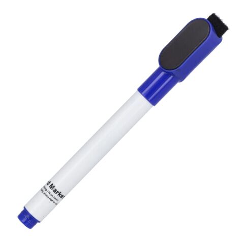 Whiteboard-Marker mit Magnet und Wischer Blau Weiss | ohne Werbeanbringung | Nicht verfügbar | Nicht verfügbar