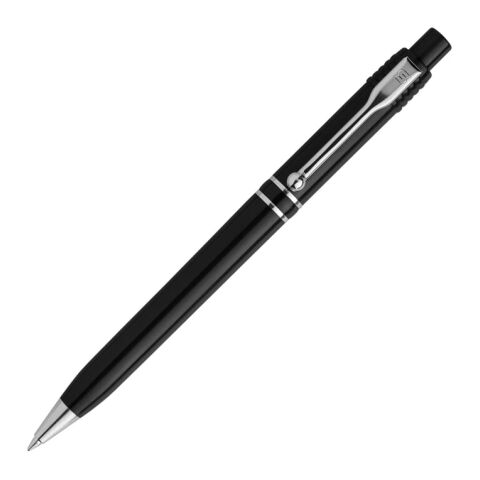 Kugelschreiber Raja Chrome hardcolour Schwarz | 1-farbiger Siebdruck | 90° vom Clip | 40 mm x 25 mm | Nicht verfügbar