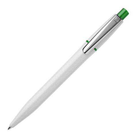 Kugelschreiber Semyr hardcolour Weiss-Grün | 1-farbiger Siebdruck | 90° vom Clip | 45 mm x 25 mm | Nicht verfügbar