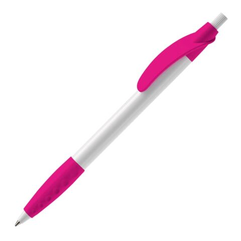 Kugelschreiber Cosmo Grip HC Weiss-Rosa | 1-farbiger Siebdruck | 90° vom Clip | 33 mm x 25 mm | Nicht verfügbar