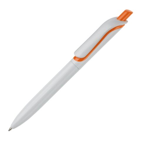 Kugelschreiber Modell Click Shadow - Hergestellt in Deutschland Weiss-Orange | 1-farbiger Tampondruck | in Verlängerung vom Clip | 40 mm x 8 mm | Nicht verfügbar