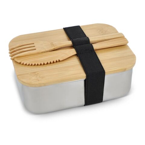 Edelstahl-Brotdose mit Bambusdeckel